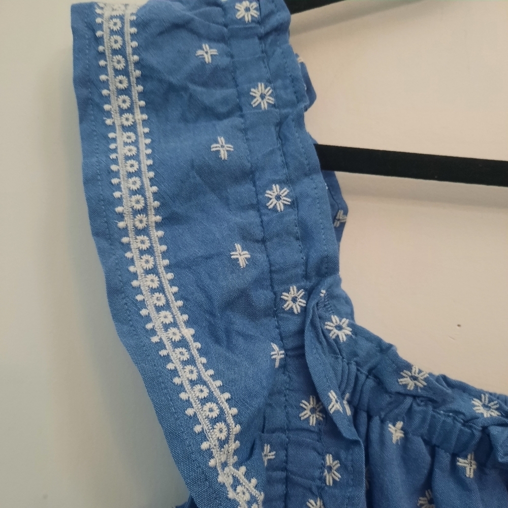 NWT Old Navy Embroidered Print Ruffle Babydoll Top - Picture 6 of 7